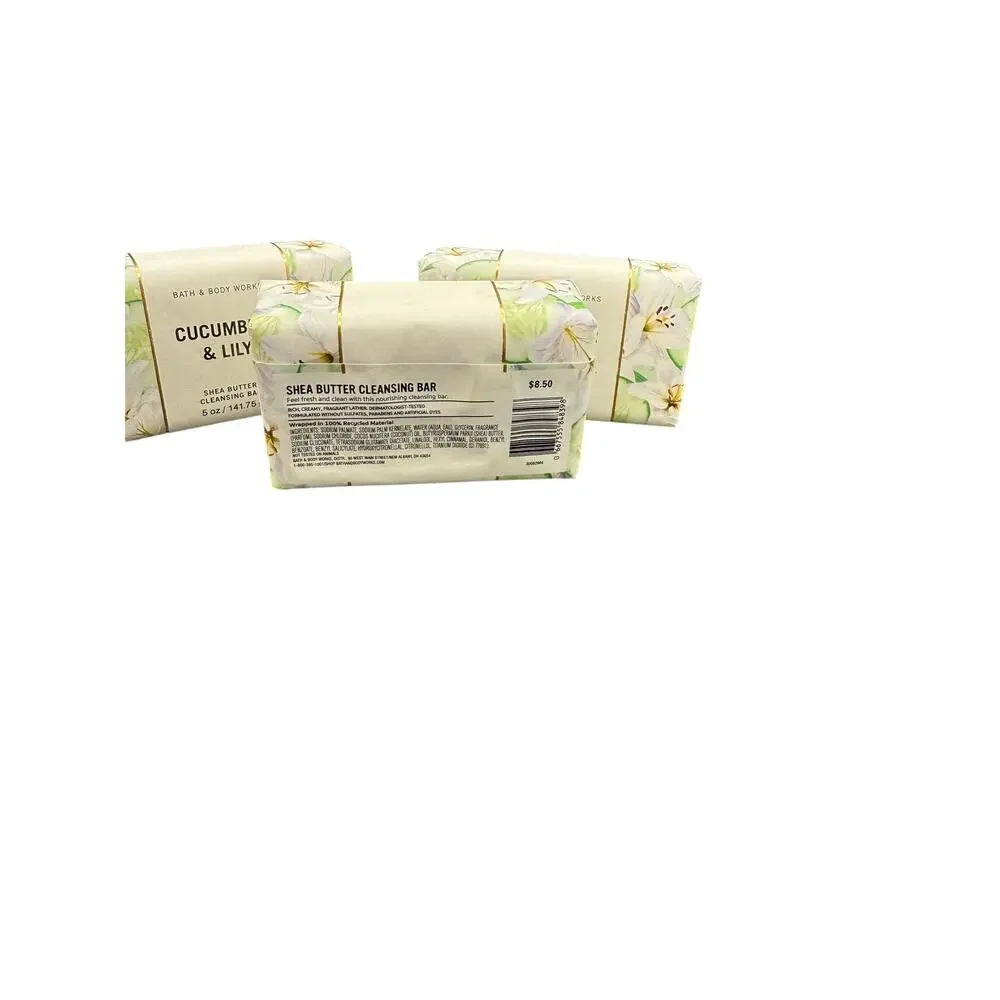 🧼 Bath & Body Works Cucumber & Lily Shea Butter Cleansing Bar 3 Pack Fresh - Picture 2 of 2